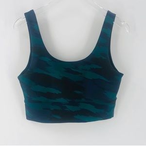 Soul Cycle Long Line Sports Bra Top Blue Black Camo Womens Large